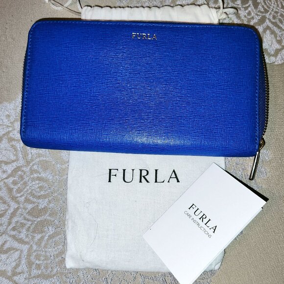 Furla Babylon Zip Around Long Wallet - Ocean - Like New - w/dusty - Picture 1 of 8